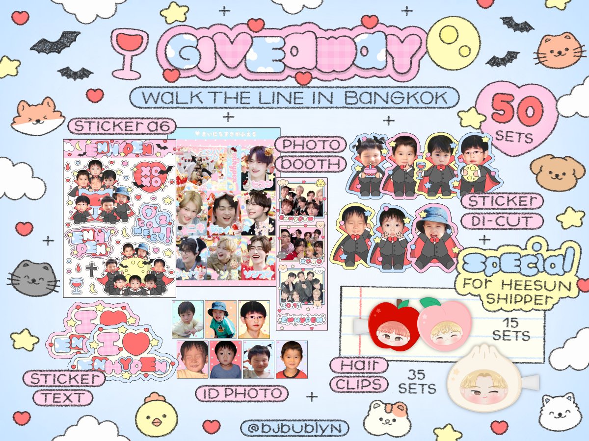 bjbublyn's tweet image. ꙳⋆ ⸝⸝🩸pls kindly rt 🦇 ༌𖦹 ⁎𓈒

♡ 𝑮𝒊𝒗𝒆𝒂𝒘𝒂𝒚 𝒇𝒐𝒓 𝒆𝒏𝒈𝒆𝒏𝒆 ♡

Only 50 sets
★ 35 Sets for all 🐣🥟
★ 15 Sets Special for HEESUN shipper

🗓️ : 21 June 2025
📍 : Rajamangala National Stadium

(rt &amp;amp; show this tweet)
#WALKTHELINE_IN_BKK
#WALK_THE_LINE_IN_BANGKOK