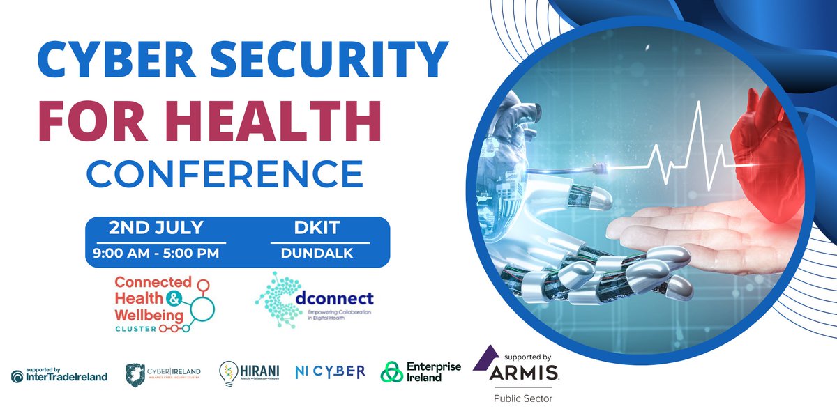 Connected Health & Wellbeing Cluster (@chwcluster) on Twitter photo See info on the July 2nd '#CyberSecurity for Health' conference at <a href="/dkit/">Patricia Diane Kitte</a> at cybersecurity-for-health.eventbrite.ie. According to EU Commission, "In 2023 alone, EU countries reported 309 significant cybersecurity incidents targeting the healthcare sector โ more than any other critical sector" See info on the July 2nd '#CyberSecurity for Health' conference at <a href="/dkit/">Patricia Diane Kitte</a> at cybersecurity-for-health.eventbrite.ie. According to EU Commission, "In 2023 alone, EU countries reported 309 significant cybersecurity incidents targeting the healthcare sector โ more than any other critical sector"