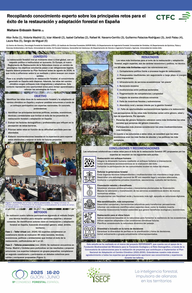 CTFC (@ctforestal) on Twitter photo <a href="/Miriam_Pique_/">Míriam Piqué</a> <a href="/congresoforesta/">Congreso Forestal Español</a> 🌲#CTFC9CFE
Maitane Erdozain presenta un póster que recoge los resultados del #ProyectosFB #REFORADAPT, centrado en los desafíos y oportunidades de la restauración forestal en España <a href="/sermigmag/">Sergio de Miguel</a> <a href="/GFBI_Hub_Lleida/">Global Forest Ecosystem Research Group</a> <a href="/FBiodiversidad/">Fundación Biodiversidad</a> <a href="/Miriam_Pique_/">Míriam Piqué</a> <a href="/congresoforesta/">Congreso Forestal Español</a> 🌲#CTFC9CFE
Maitane Erdozain presenta un póster que recoge los resultados del #ProyectosFB #REFORADAPT, centrado en los desafíos y oportunidades de la restauración forestal en España <a href="/sermigmag/">Sergio de Miguel</a> <a href="/GFBI_Hub_Lleida/">Global Forest Ecosystem Research Group</a> <a href="/FBiodiversidad/">Fundación Biodiversidad</a>