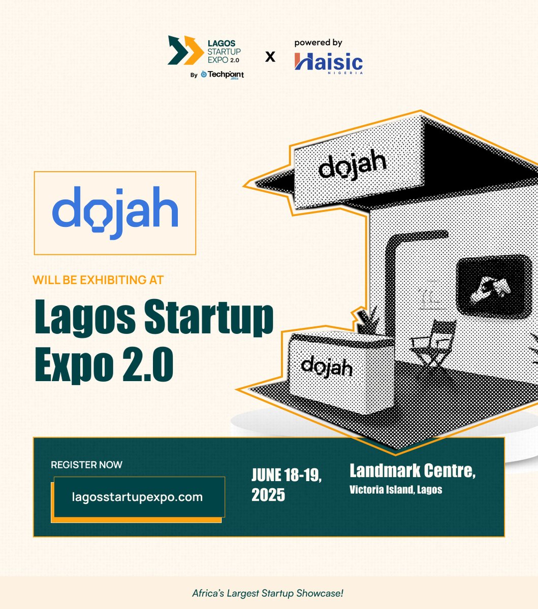 We’re excited to welcome Dojah (<a href="/DojahInc/">Dojah Inc.</a>) to Lagos Startup Expo 2.0!

Dojah is a fraud prevention and identity verification platform built for African businesses. The platform helps startups and enterprises verify users, assess fraud risk, and meet compliance requirements
