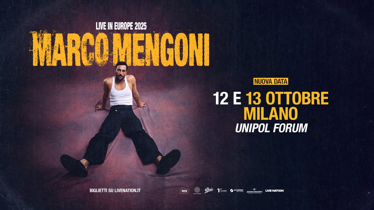 Live Nation Italia (@livenationit) on Twitter photo Stiamo bene al mare, ma anche in tour. <a href="/mengonimarco/">Marco Mengoni</a> annuncia il raddoppio di Milano del tour #LiveinEurope!
13 ottobre - Milano, Unipol Forum
🎟 Biglietti disponibili da oggi alle 16:00 su livenation.it/marco-mengoni-… Stiamo bene al mare, ma anche in tour. <a href="/mengonimarco/">Marco Mengoni</a> annuncia il raddoppio di Milano del tour #LiveinEurope!
13 ottobre - Milano, Unipol Forum
🎟 Biglietti disponibili da oggi alle 16:00 su livenation.it/marco-mengoni-…