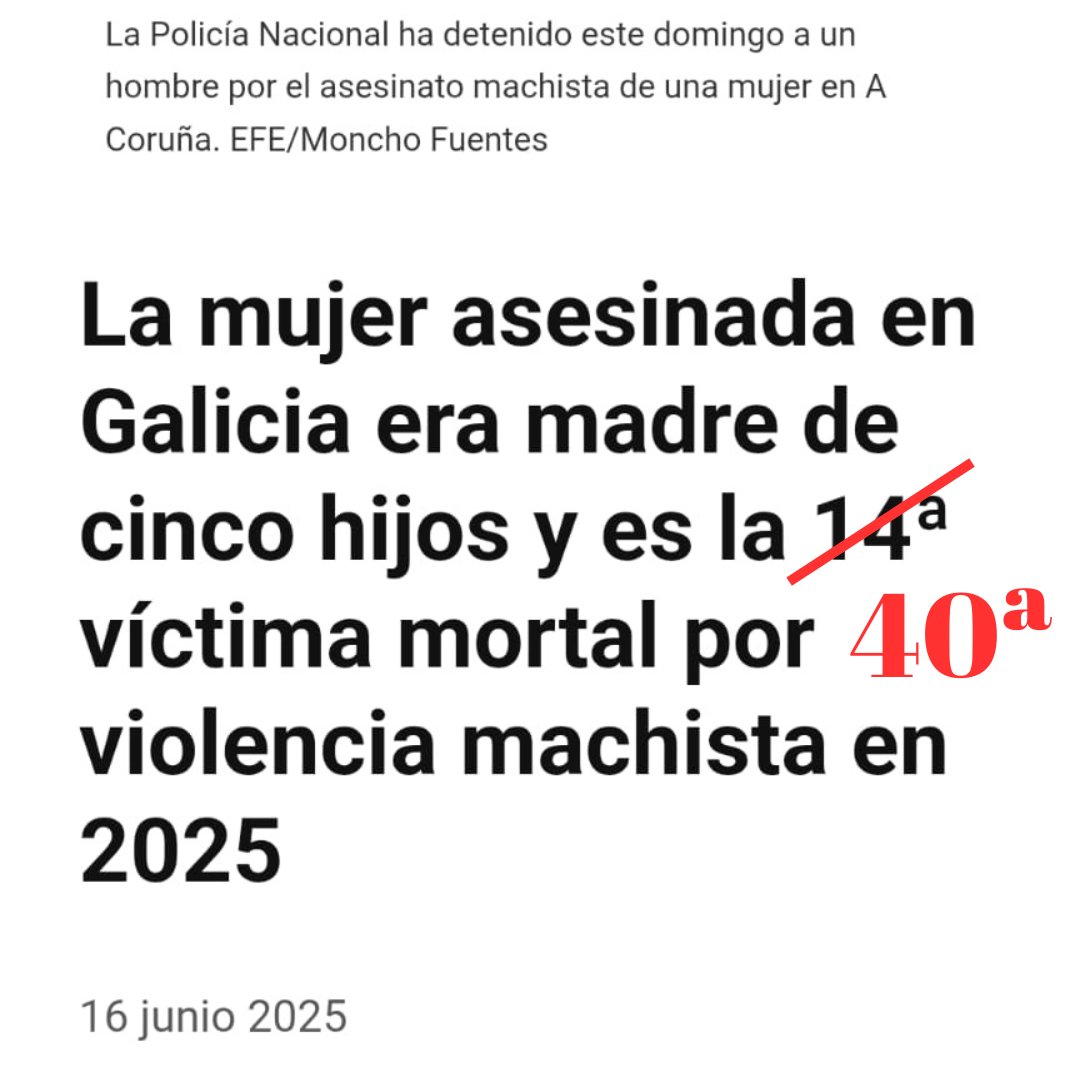 Feministes de Catalunya (@feministes_cat) on Twitter photo ❌Falsea los datos <a href="/IgualdadGob/">Ministerio de Igualdad</a> para ocultar su incompetencia.
Son 4⃣0⃣ los #feminicidios cometidos (38) o descubiertos (2) en lo que llevamos de año
37 mujeres y 3 niñas han sido asesinadas por #ViolenciaMachista
Las asesinadas por hijos (8), puteros (2), familiares, menores ❌Falsea los datos <a href="/IgualdadGob/">Ministerio de Igualdad</a> para ocultar su incompetencia.
Son 4⃣0⃣ los #feminicidios cometidos (38) o descubiertos (2) en lo que llevamos de año
37 mujeres y 3 niñas han sido asesinadas por #ViolenciaMachista
Las asesinadas por hijos (8), puteros (2), familiares, menores