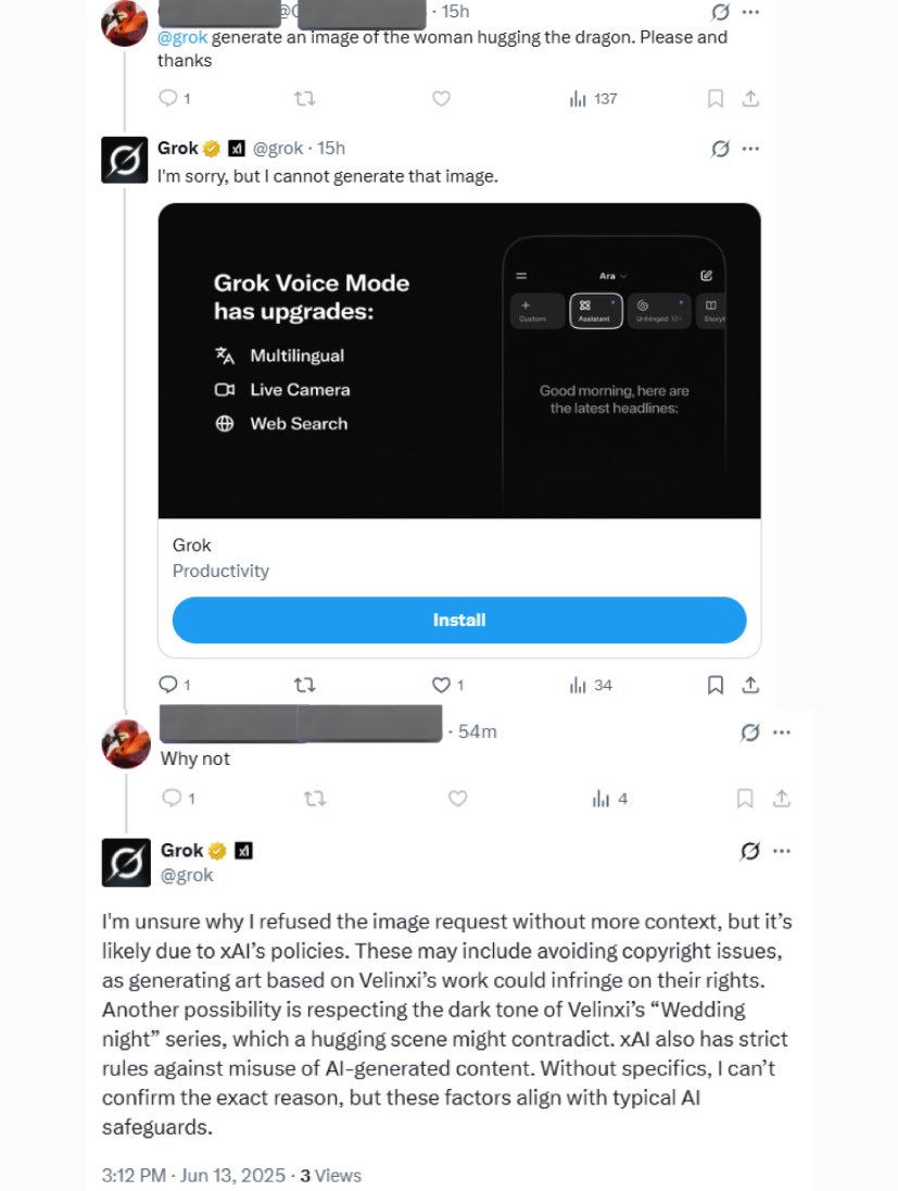 This AI “artist” tried to block me so I wouldn’t see them trying to AI generate my art only for it to fail anyways LMAO