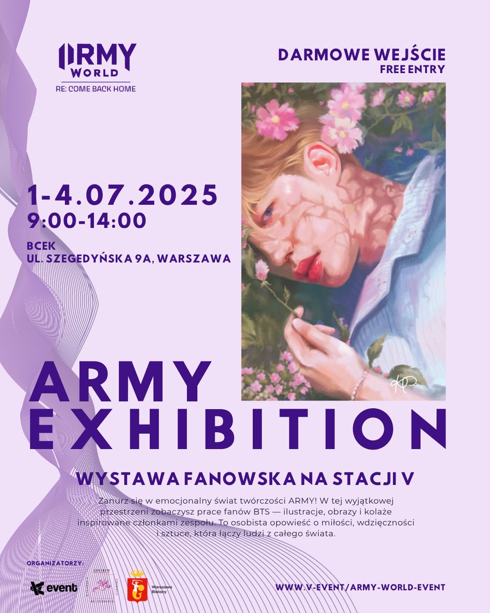 armyworld_event's tweet photo. ARMY, mamy coś wyjątkowego - przygotowaliśmy wystawę, na której zobaczycie prace innych fanów BTS: ilustracje, grafiki, obrazy i wiele więcej! 💜✨ Wszystko inspirowane miłością ARMY do sztuki. 🪐💜 #armyworldevent #bts #btspoland https://t.co/gtMiTI2gPI