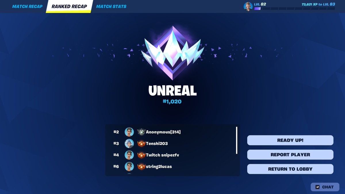 W Season (Chapter 6 Season 3)
Finally, Rank is fun again
#1000 Unreal