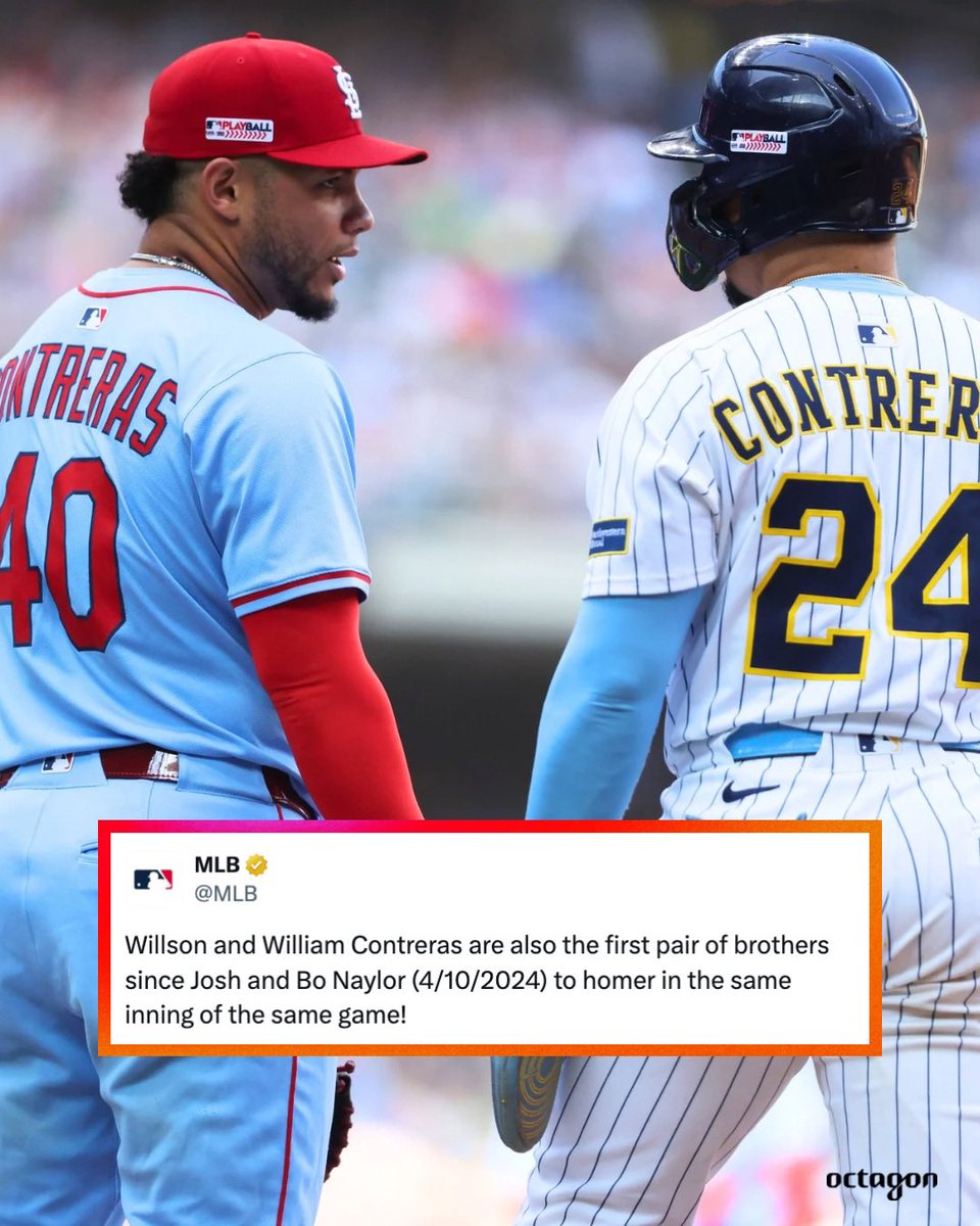 Same inning. Same game. 🤝 

The Contreras brothers recently made <a href="/MLB/">MLB</a> history, becoming the first pair of brothers since April 10, 2024 to homer in the same inning of the same game. 👏