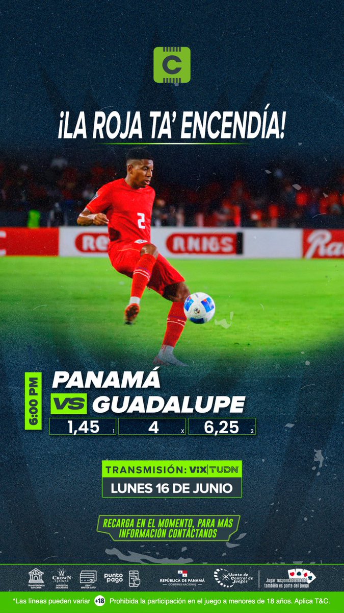 ¡La Marea Roja vuelve a la cancha! ⚽️
Panamá se enfrenta a Guadalupe en la Copa Oro y tú puedes vivir la emoción al máximo.
🔥 Haz tu apuesta en Codere y juega con ventaja.