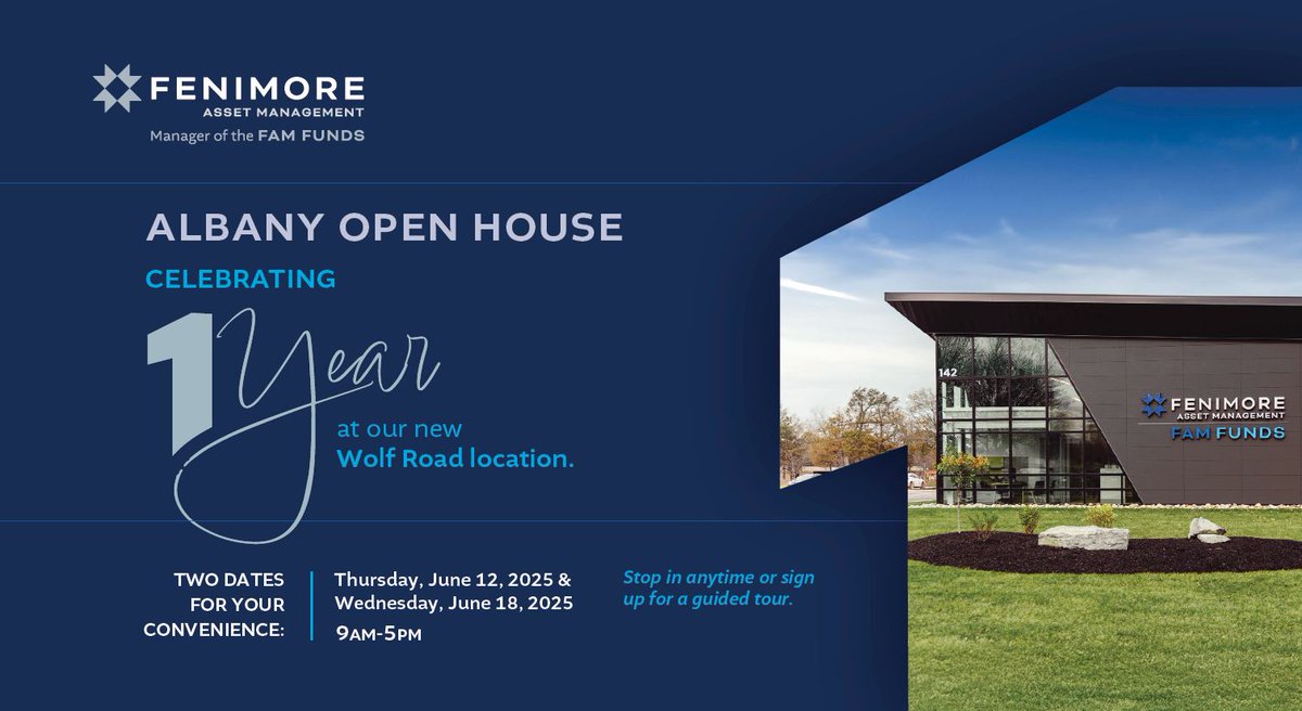 You’re invited! We’re excited to host Day 2 of our Albany Office Open Houses at 142 Wolf Road on Wednesday, June 18th. 

Visit anytime between 9am and 5pm or sign up for a guided tour: fenimoreasset.com/Albany/