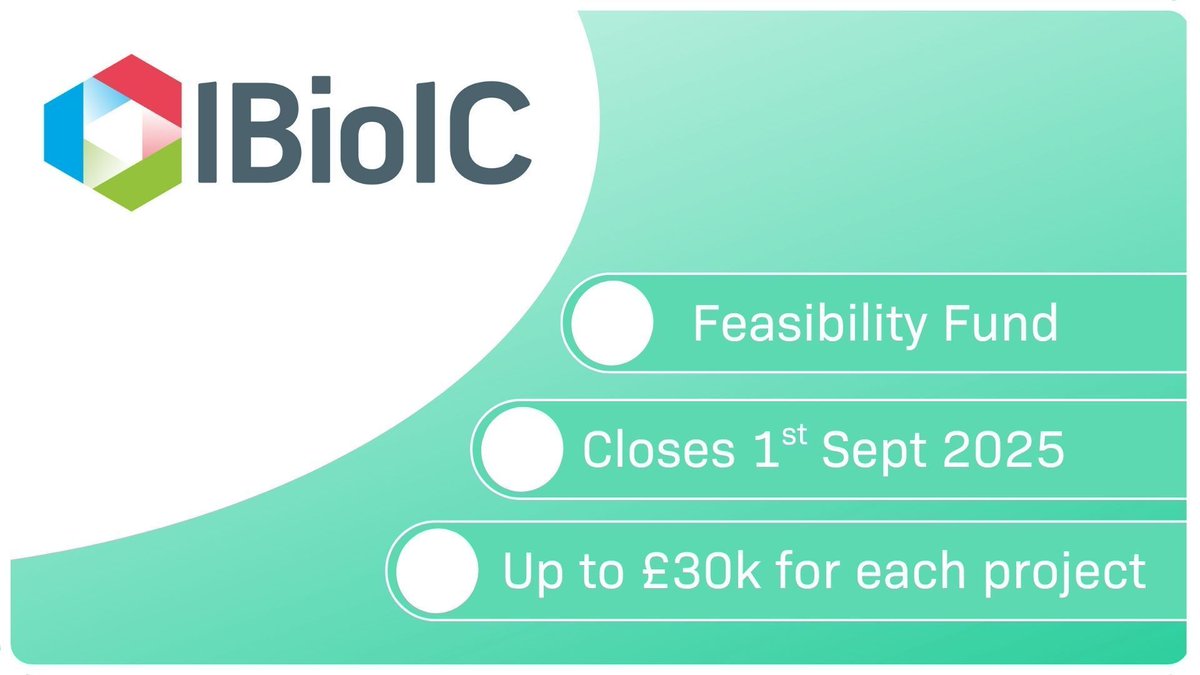 📣  The #IBioIC Feasibility is OPEN 📣  

✅ Up to £30k #funding for Industry/ academic collaborative #biotech projects.
✅ Proof of concept projects
✅ Open to all areas of #biotechnology

For details and to submit an online Expression of Interest form
🌐buff.ly/EOeBIot