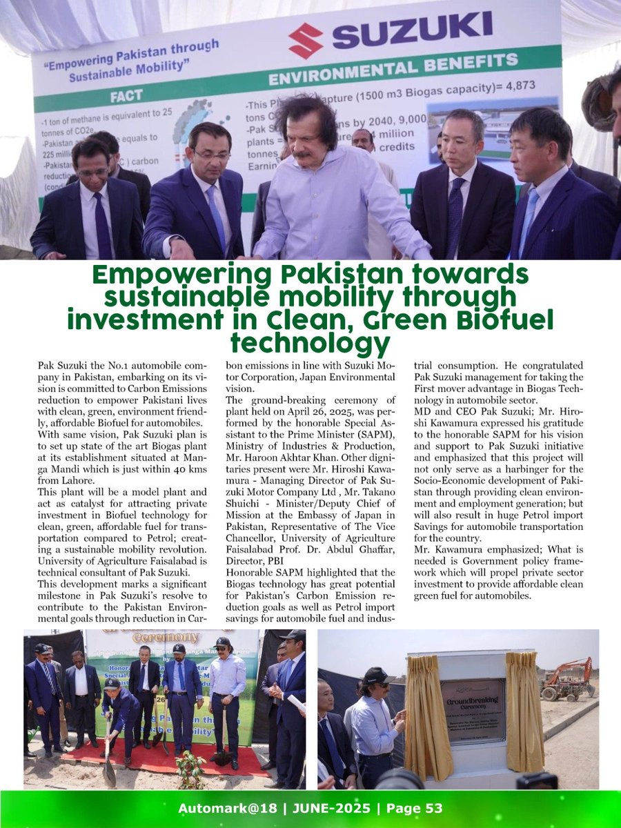 Pak Suzuki
Published in #Automark #Magazine #June-2025 printed edition.
#PakSuzuki #biofuel #technology 
#Pakistan #Japan