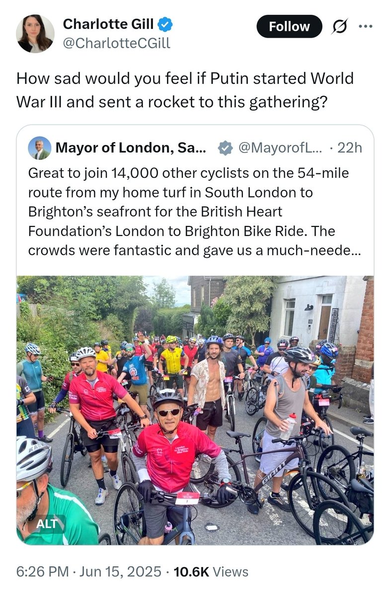 It's a charity bike ride for the British Heart Foundation and you want to nuke it??