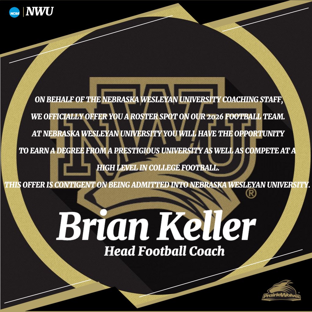 Brady Eickhoff (@_bradyeickhoff_) on Twitter photo After a great camp at Nebraska Wesleyan, I am proud to receive my 2nd offer to play at Wesleyan. <a href="/BrianKeller/">Brian Keller</a>
<a href="/Coach_Lauck/">Brian Lauck</a> <a href="/Bigg_Keesh/">Coach Hunt</a> After a great camp at Nebraska Wesleyan, I am proud to receive my 2nd offer to play at Wesleyan. <a href="/BrianKeller/">Brian Keller</a>
<a href="/Coach_Lauck/">Brian Lauck</a> <a href="/Bigg_Keesh/">Coach Hunt</a>