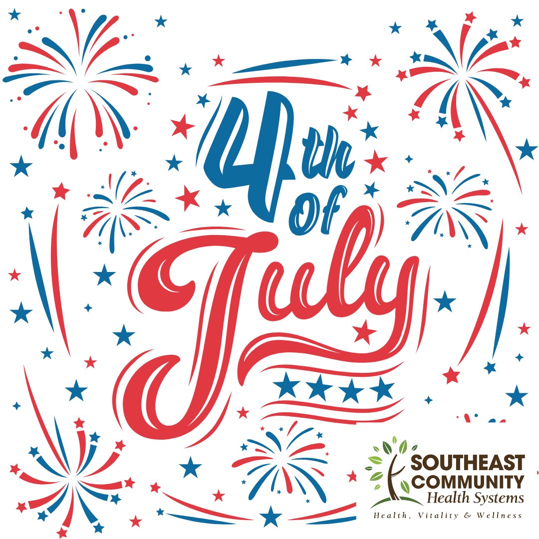 All SCHS locations will be closed tomorrow, July 4, in observance of Independence Day.

Wishing everyone a safe and healthy holiday.

#HealthVitalityWellness #IndependenceDay #July4Closure