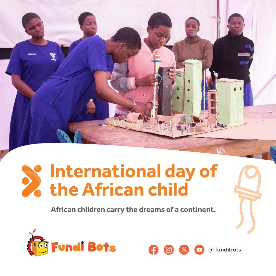 FundiBots's tweet photo. #DayOfTheAfricanChild
We see innovators, change-makers, problem solvers #Fundis
We see African children!
.
.
The next great inventor could be in a rural classroom today — all they need is a chance.
That’s how we empower Africa’s next generation 💪🏽
#WeareFundi https://t.co/jv8PkfH3jI