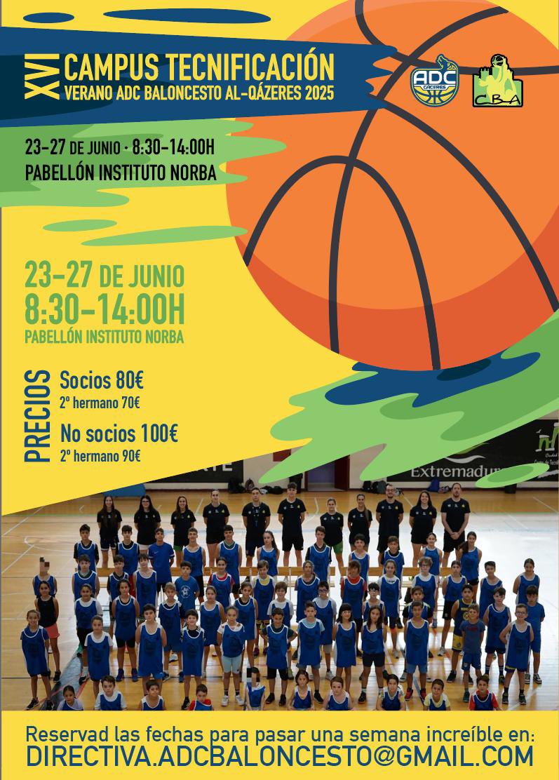 🏀¿Quieres participar en nuestro campus de tecnificación? 

No lo dudes. 🫵🏻

🗓️ Del 23 al 27 de junio. 

¡Te esperamos!