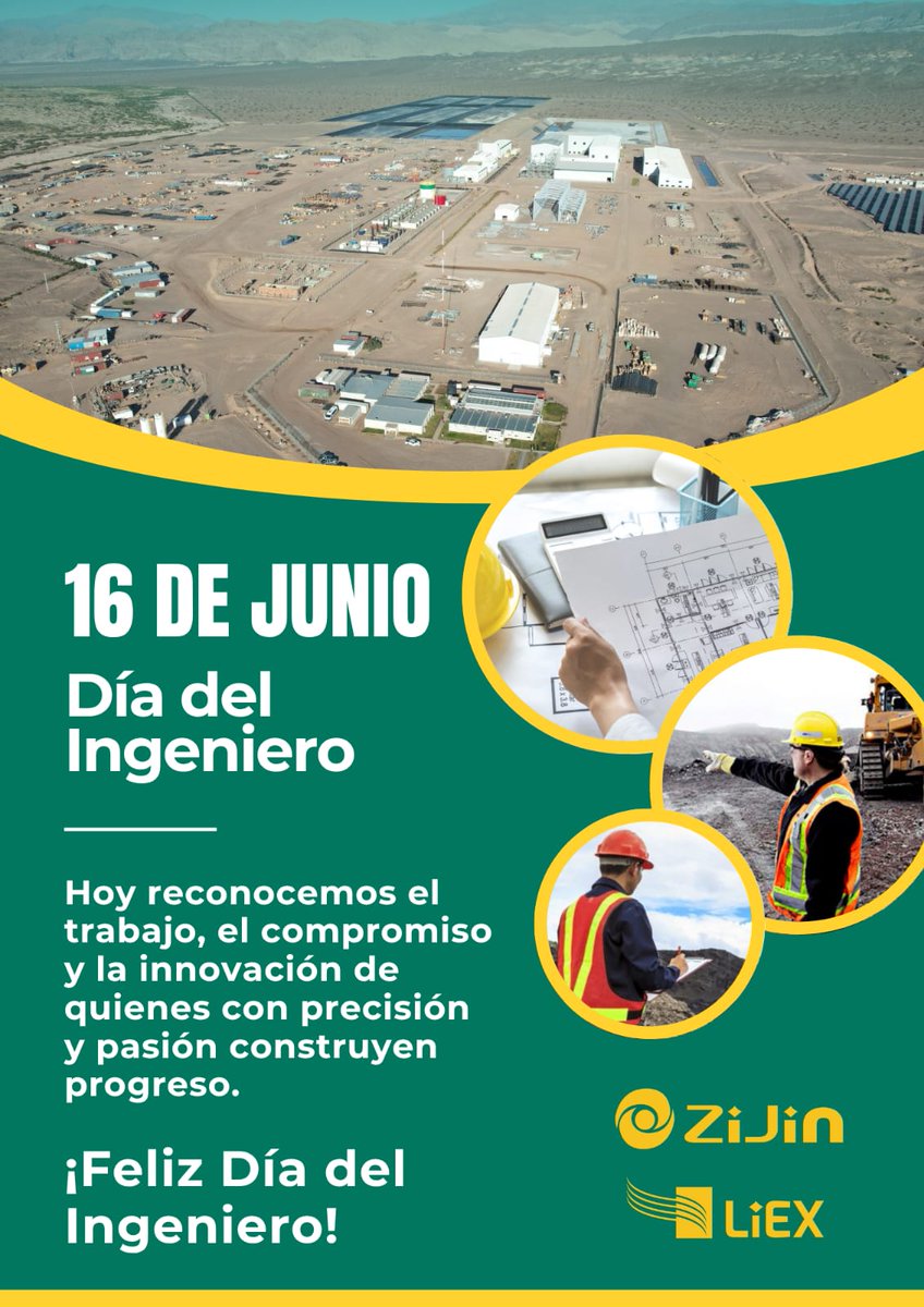 zijinliex's tweet photo. 🟢 16 de Junio: DÍA NACIONAL DEL INGENIERO/A 👷♂️👷♀️
#liex #zijin #Catamarca #diadelingenieroargentino #Diadelingeniero https://t.co/K7JYMfhC9b