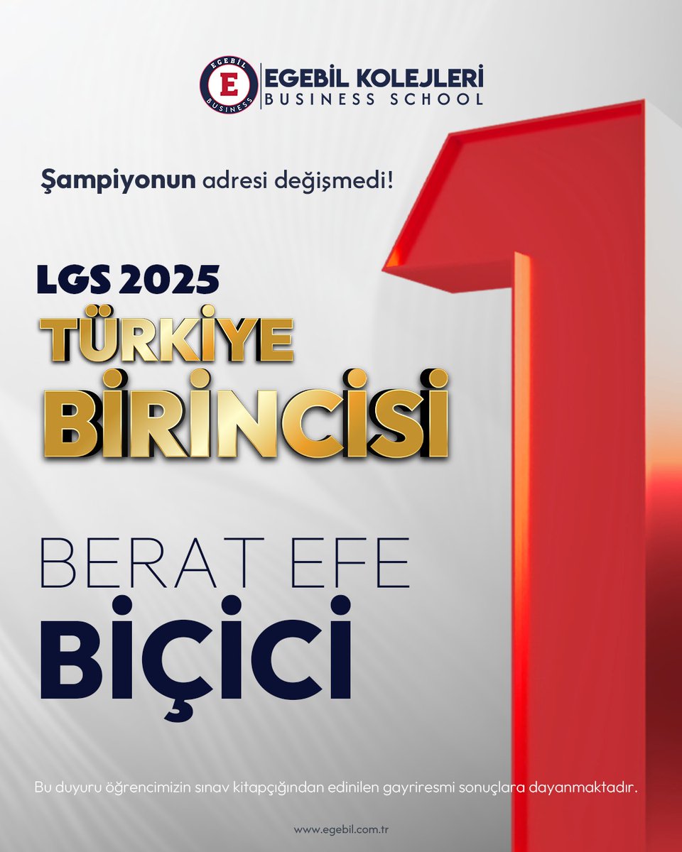 egebilkolejleri's tweet photo. Şampiyonun adresi yine değişmedi. LGS 2025 Türkiye birincisi öğrencimiz Berat Efe BİÇİCİ'yi tebrik ediyor başarılarının devamını diliyoruz.

#egebil #eğitim #özelokul #business #businessschool #lgs #lgs2025 https://t.co/kYP4QnpkdY