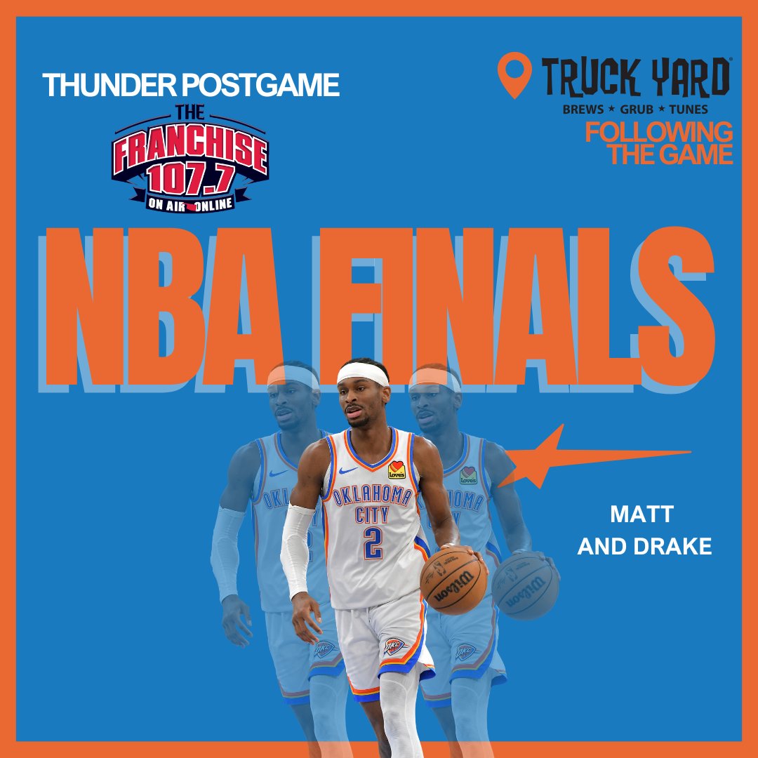 The Franchise Sports (@franchiseok) on Twitter photo It's GAME DAY in OKC! 🏀
We're live from Truck Yard from 6-7 p.m. - then we're back following the game for postgame coverage! <a href="/TVsJerry/">Jerry Ramsey</a> <a href="/AubynPhippen/">Aubyn Phippen</a> <a href="/BrandonRahbar/">Brandon Rahbar</a> <a href="/IAmMattBurton/">Matt Burton</a> <a href="/DrakeVittitow/">Drako</a> It's GAME DAY in OKC! 🏀
We're live from Truck Yard from 6-7 p.m. - then we're back following the game for postgame coverage! <a href="/TVsJerry/">Jerry Ramsey</a> <a href="/AubynPhippen/">Aubyn Phippen</a> <a href="/BrandonRahbar/">Brandon Rahbar</a> <a href="/IAmMattBurton/">Matt Burton</a> <a href="/DrakeVittitow/">Drako</a>