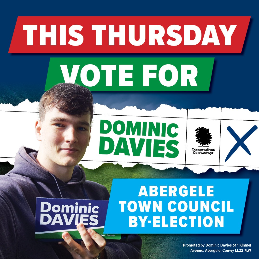🗳 Vote Dominic Davies this Thursday 19th June

✅ A vote for Dominic Davies is a vote for the only candidate that has put forward a clear, local plan, focused on Abergele and your priorities.

#DeliverWithDavies #Abergele #ConwyCounty