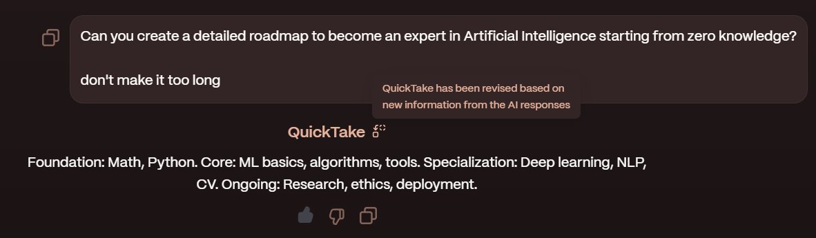 That's something new i've learned on <a href="/yupp_ai/">Yupp</a> ,
The Quicktake tell's what i have asked in short
but it can change according to response that's My first time seeing it.

#YUPP #yuppai