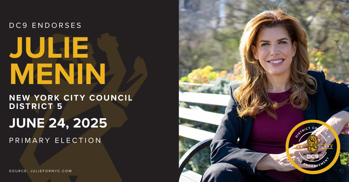 DC9_IUPAT's tweet photo. District Council 9’s Political Action Committee proudly endorses these candidates for New York City Council! #VoteUnion https://t.co/WJtI8QuDQS