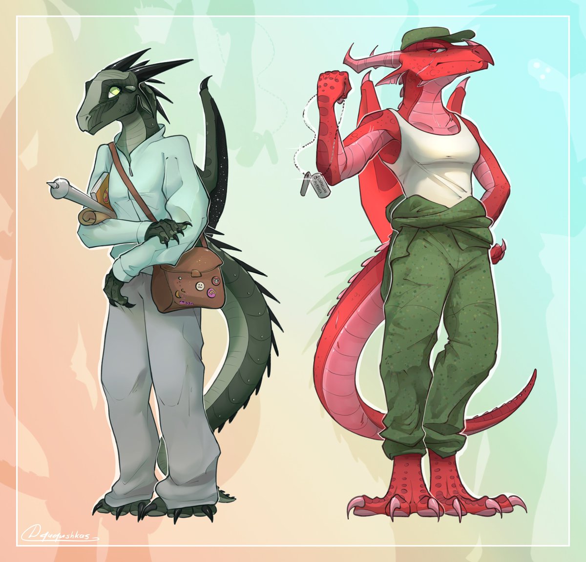 ququshkas's tweet photo. I got it, Moonwatcher &amp; Carnelian anthros

#wof #wingsoffire #dragon #anthro https://t.co/lqdh6OEGE2