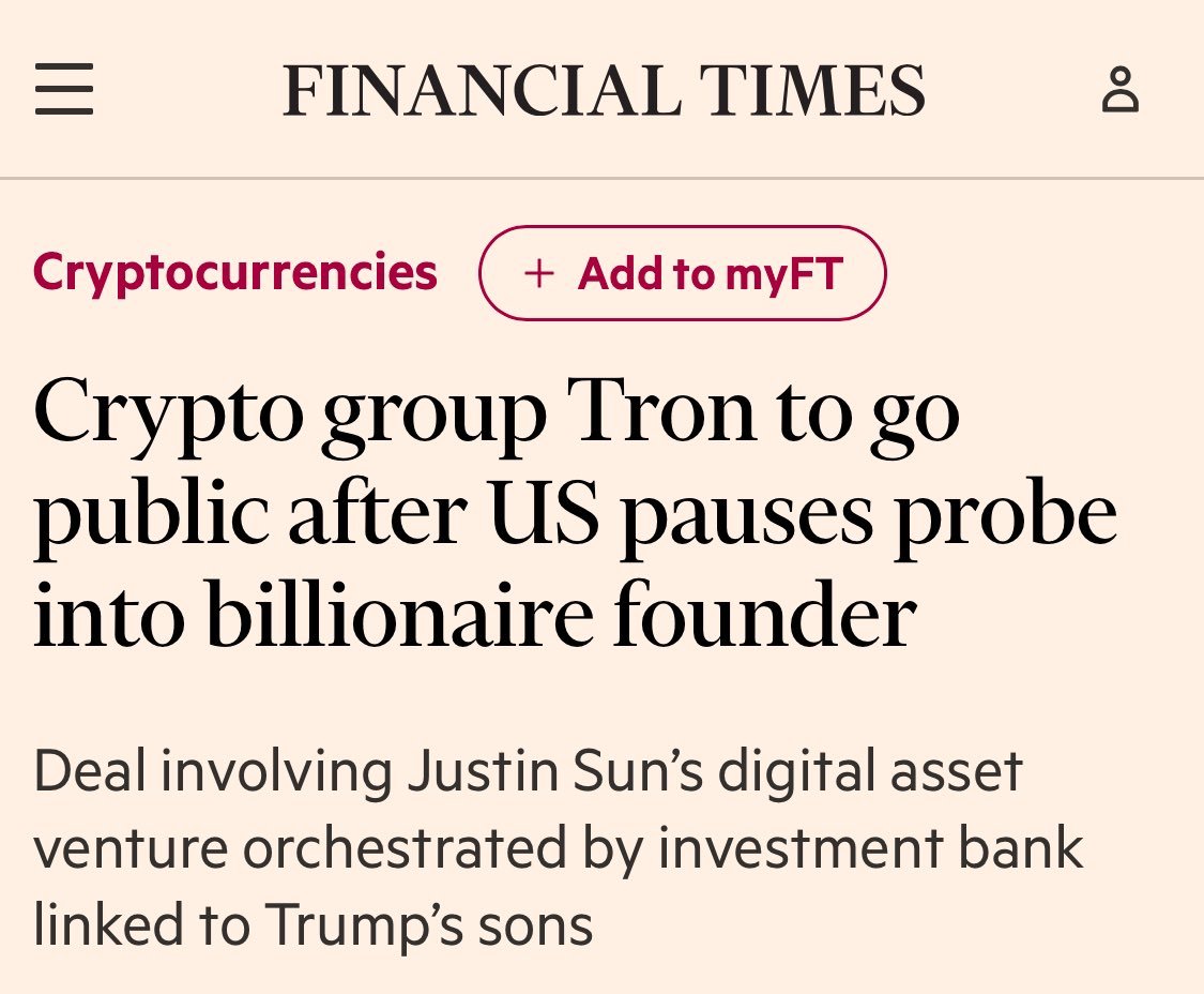 MetaverseSG (@metaversesg) on Twitter photo Tron is going public — but what does that tell us?
Not just that <a href="/justinsuntron/">H.E. Justin Sun 🍌</a> wants headlines.
It tells us where crypto is going.
The loudest players are either pushing stablecoins — or fighting their way into public markets.
Circle raised over $1B through a Nasdaq IPO. Tron is going public — but what does that tell us?
Not just that <a href="/justinsuntron/">H.E. Justin Sun 🍌</a> wants headlines.
It tells us where crypto is going.
The loudest players are either pushing stablecoins — or fighting their way into public markets.
Circle raised over $1B through a Nasdaq IPO.