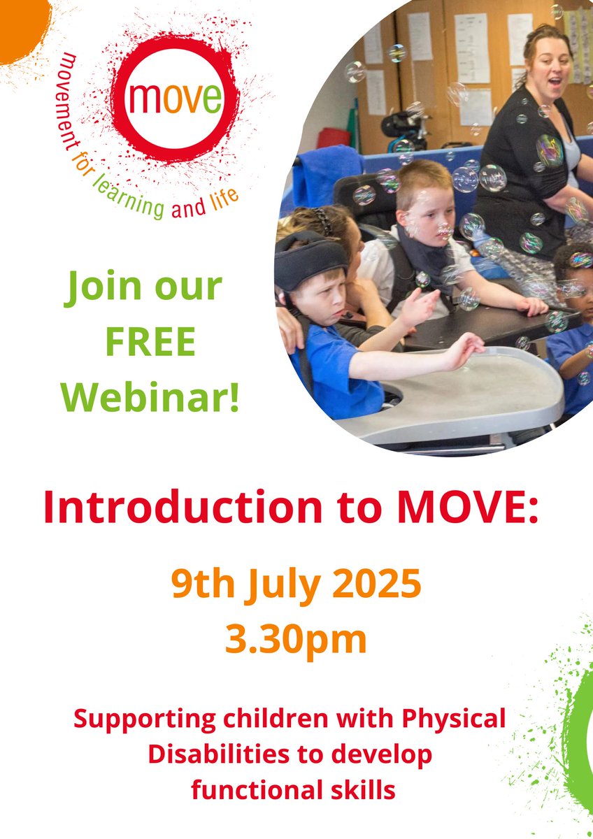 Are you interested in finding out how you could introduce MOVE to your setting in the new academic year? Join us at our FREE Intro to MOVE webinar on 9th July to explore how you can begin your MOVE journey!

Find out more &amp; book your place here:

tinyurl.com/4fvuje42