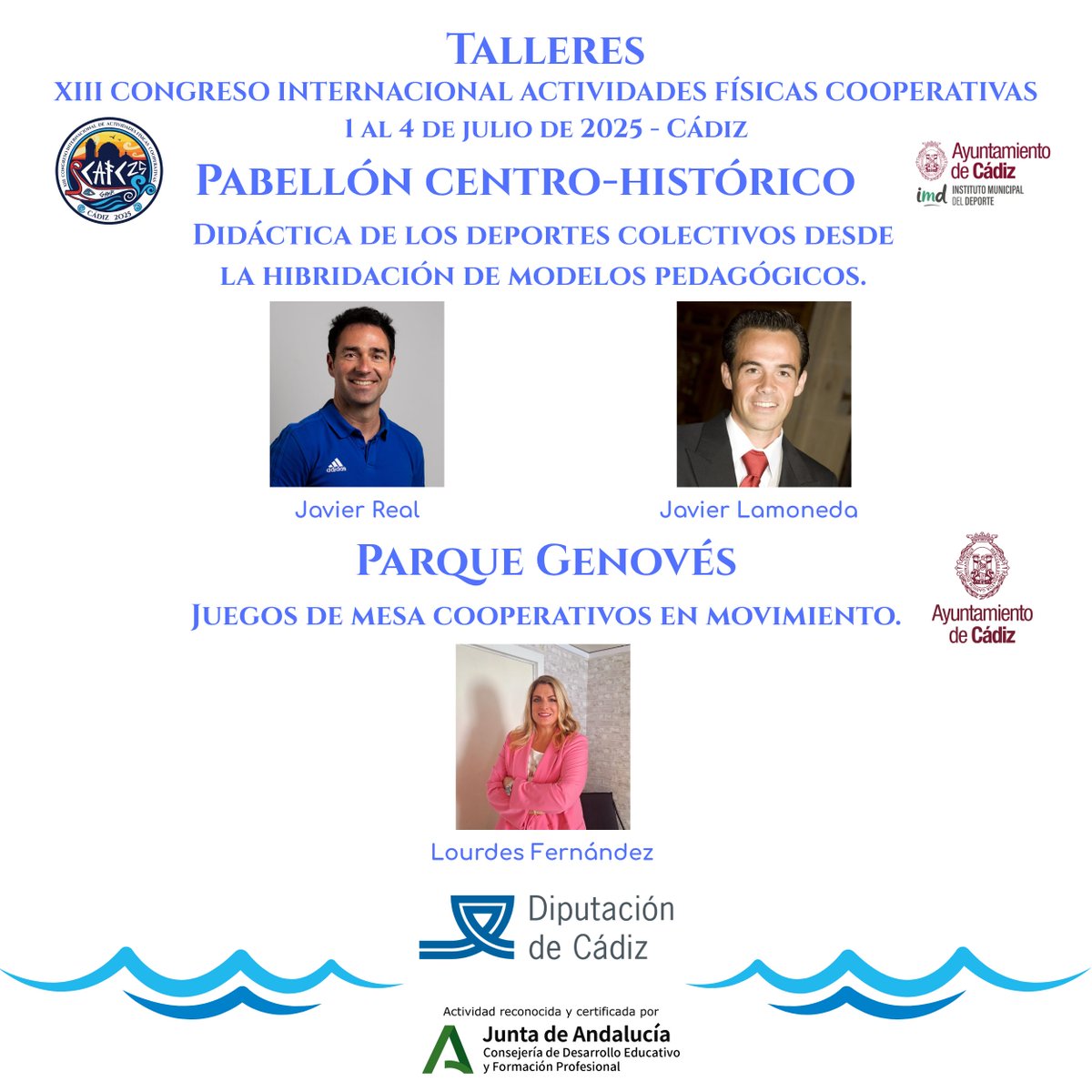 CAfc2025's tweet photo. A falta de 15 DÍAS para el inicio del @CAfc2025 os presentamos los seis talleres del programa y sus talleristas.

Estas actividades se desarrollarán en varios pabellones del @imdcadiz, en el parque Genovés @Cadiz_es y los colegios @ceipcampodelsur y el CEIP Carlos III.

🎲🧩 https://t.co/6R3cYvZGlX