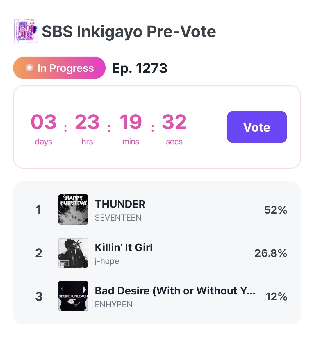 VOTE FOR KIG ON INKIGAYO
VOTE FOR KIG ON INKIGAYO
VOTE FOR KIG ON INKIGAYO