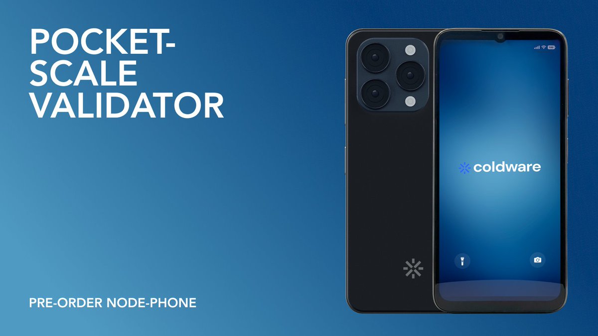 ColdwareNetwork's tweet photo. 📦 Pre-Order Open: Larna 2400® — #Web3 in Your Pocket
#Coldware’s flagship node-phone is ready to reserve. Powered for real block validation, built for mobile-first Web3:
⚙️ Snapdragon 8 Gen 2 + 6 GB RAM — parallel #PoS block sync with zero lag
⚙️ 6.56″ 120 Hz OLED — native dApp UX at 120 fps
⚙️ 5,000 mAh battery — optimized for lite-node staking, drains under 8% per day
⚙️ #ColdPay wallet — fingerprint-sealed, tap-to-send, native in Android 15
⚙️ Dual SIM (nano + eSIM) — roam borderlessly, arbitrage freely
⚙️ 30-language UI — pre-flashed, no setup needed
🎁 Q4 shipment includes:
🔹 Airdropped ##NFT Warranty
🔹 Early Beta Keys to ColdSwap Mobile
Web3 deserves real hardware!
📲Reserve your Larna → https://t.co/SUQARHWrFi
#Crypto #ColdSwap #Larna2400 #Presale #Layer1 #DePIN