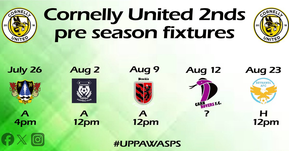 🐝 Second Team Pre Season Fixtures 🐝