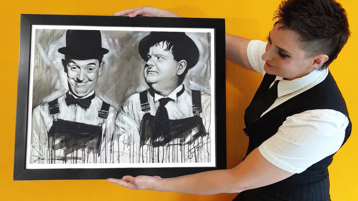 Titled: ‘Busy Bodies’ This Laurel &amp; Hardy print is my tribute to the timeless magic of Laurel &amp; Hardy🖤
Created to bring a smile, a memory, and a little piece of cinematic history into your home

#LaurelAndHardy #BusyBodies #ClassicComedy #FineArtPrint #FilmIcons #JenAllenArt