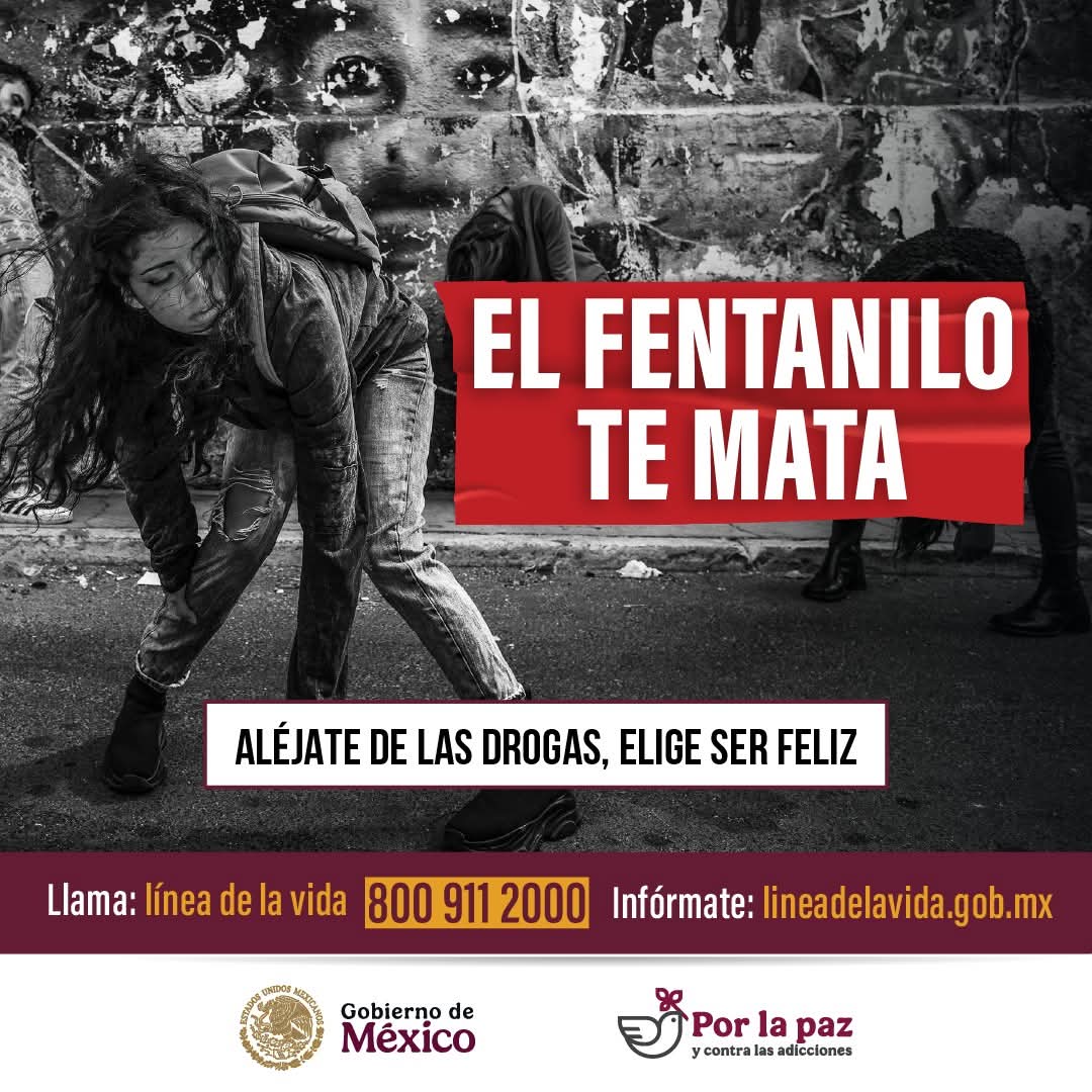 Elige lo que te hace bien: deporte, arte, estudio, amistades sanas. Aléjate del fentanilo y de quienes lo promueven.
¿Necesitas orientación? 👉 lineadelavida.gob.mx o 📞 800 911 2000.
#DileNoALasDrogas #ConstruyeTuFuturo #EligeBien