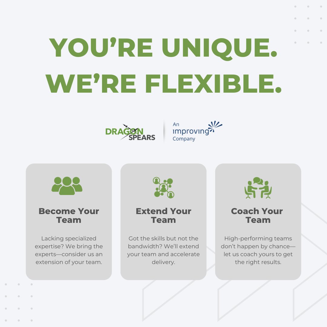Need help scaling smarter? We specialize in DevOps, Cloud Solutions, Agile Consulting, and Data Platforms &amp; Analytics—turning complexity into clarity and ideas into impact. Let’s build what’s next, together. 🚀 

Check out @Improving, to learn more about the services we offer!