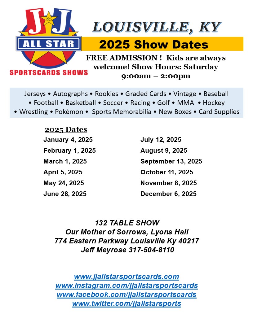 Louisville Card Show is June 28, 2025. Sports Cards and Pokemon.  #Louisville #Kentucky