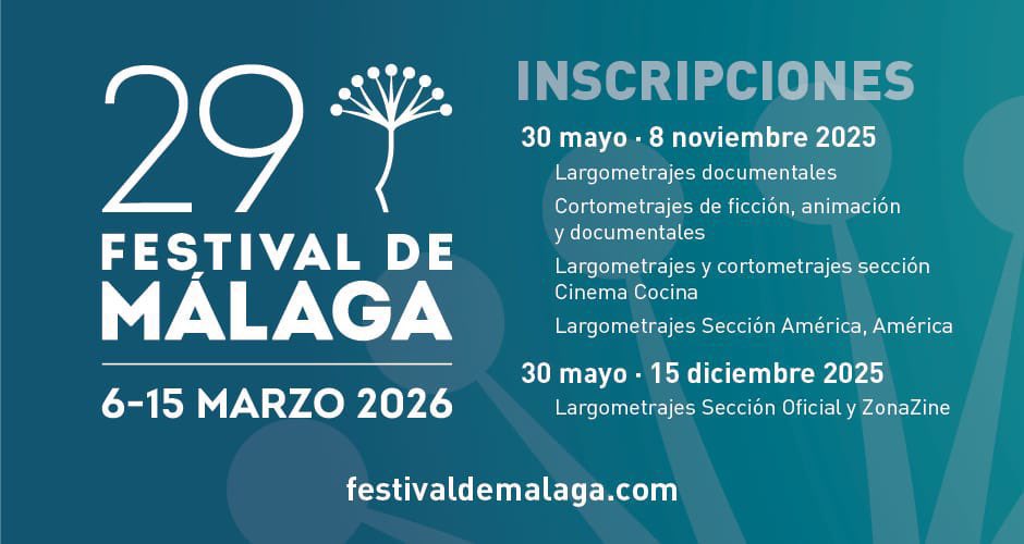 Área Cultura y Patrimonio Histórico de Málaga (@culturamalaga) on Twitter photo 📽️ Continúa abierta la convocatoria para participar en el 29 <a href="/festivalmalaga/">Festival de Málaga</a>. Puedes consultar las bases completas en la pagina web del Festival y las inscripciones deberán realizarse a través de la plataforma <a href="/festhome/">Festhome.com</a>. 📽️ Continúa abierta la convocatoria para participar en el 29 <a href="/festivalmalaga/">Festival de Málaga</a>. Puedes consultar las bases completas en la pagina web del Festival y las inscripciones deberán realizarse a través de la plataforma <a href="/festhome/">Festhome.com</a>.
