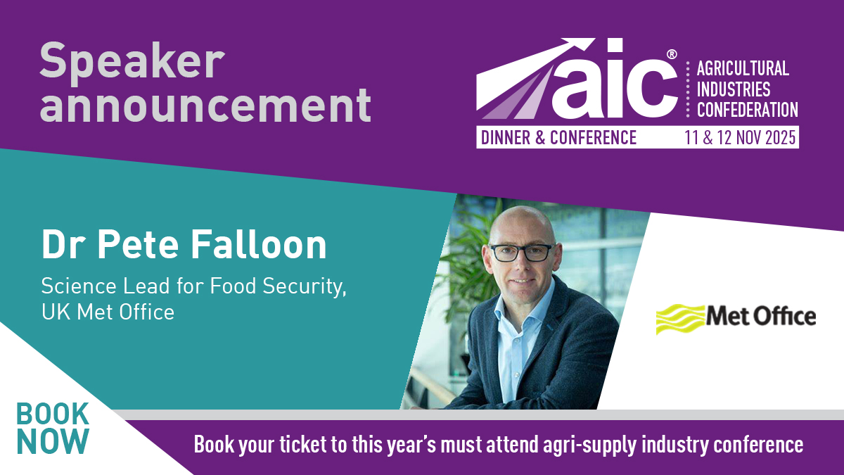 AIC | Agricultural Industries Confederation (@agindustriesuk) on Twitter photo 📢 Speaker Announcement | AIC Conference 2025
We’re pleased to welcome Dr <a href="/PeteFalloon/">Pete Falloon</a>, Science Lead - Food Security at the <a href="/metoffice/">Met Office</a> as a speaker at this year’s AIC Conference.
🗓️ 11–12 November 2025
📍 Holiday Inn (West), Peterborough
🎟️ Full details and booking details: 📢 Speaker Announcement | AIC Conference 2025
We’re pleased to welcome Dr <a href="/PeteFalloon/">Pete Falloon</a>, Science Lead - Food Security at the <a href="/metoffice/">Met Office</a> as a speaker at this year’s AIC Conference.
🗓️ 11–12 November 2025
📍 Holiday Inn (West), Peterborough
🎟️ Full details and booking details:
