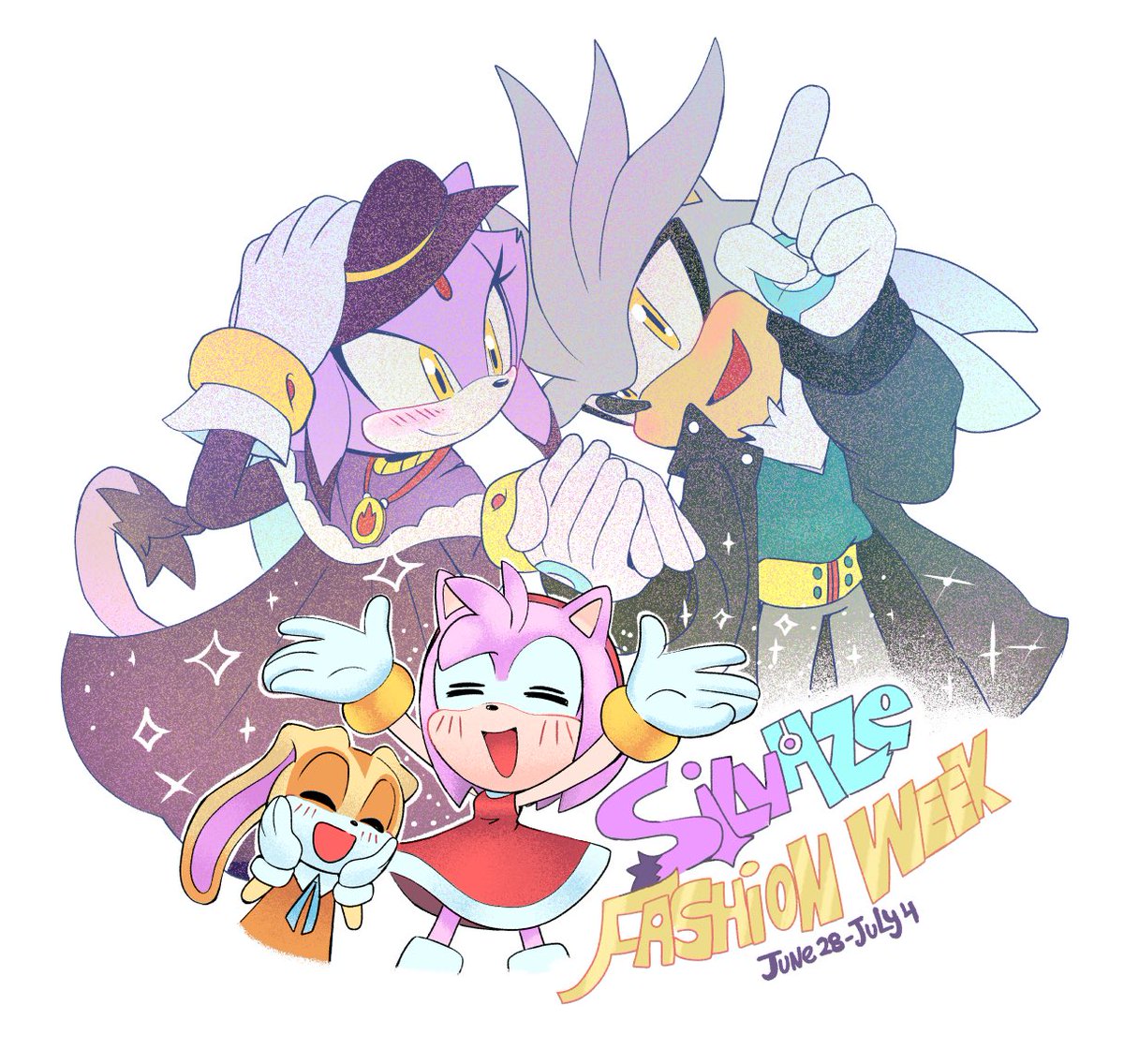 PREPARE YOUR PENCILS >:3

Here it is SILVAZE FASHION WEEK 🌸 
Draw them in their different and awesome new Outfits sonic rumble, speed battle, sonic channel, speed sim and many more released! 💜 🤍 
You can find the prompts below👇
Enjoy!