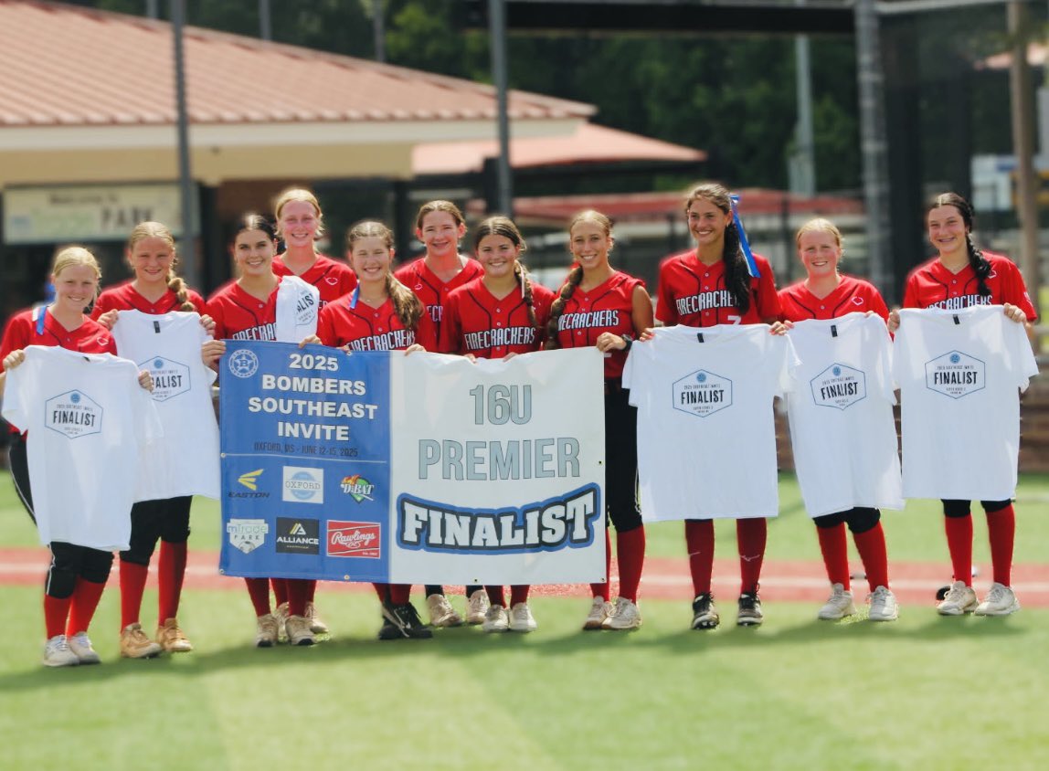 Bombers Southeast Invite in Oxford was a fun one! Firecrackers MS go the distance in the 16U premier bracket. Lost by 1 run to a good Tennessee Bombers team, but still had an awesome weekend!  Zachary, LA showcase up next!  #sei2025 #firecrackers #firecrackerssoftball