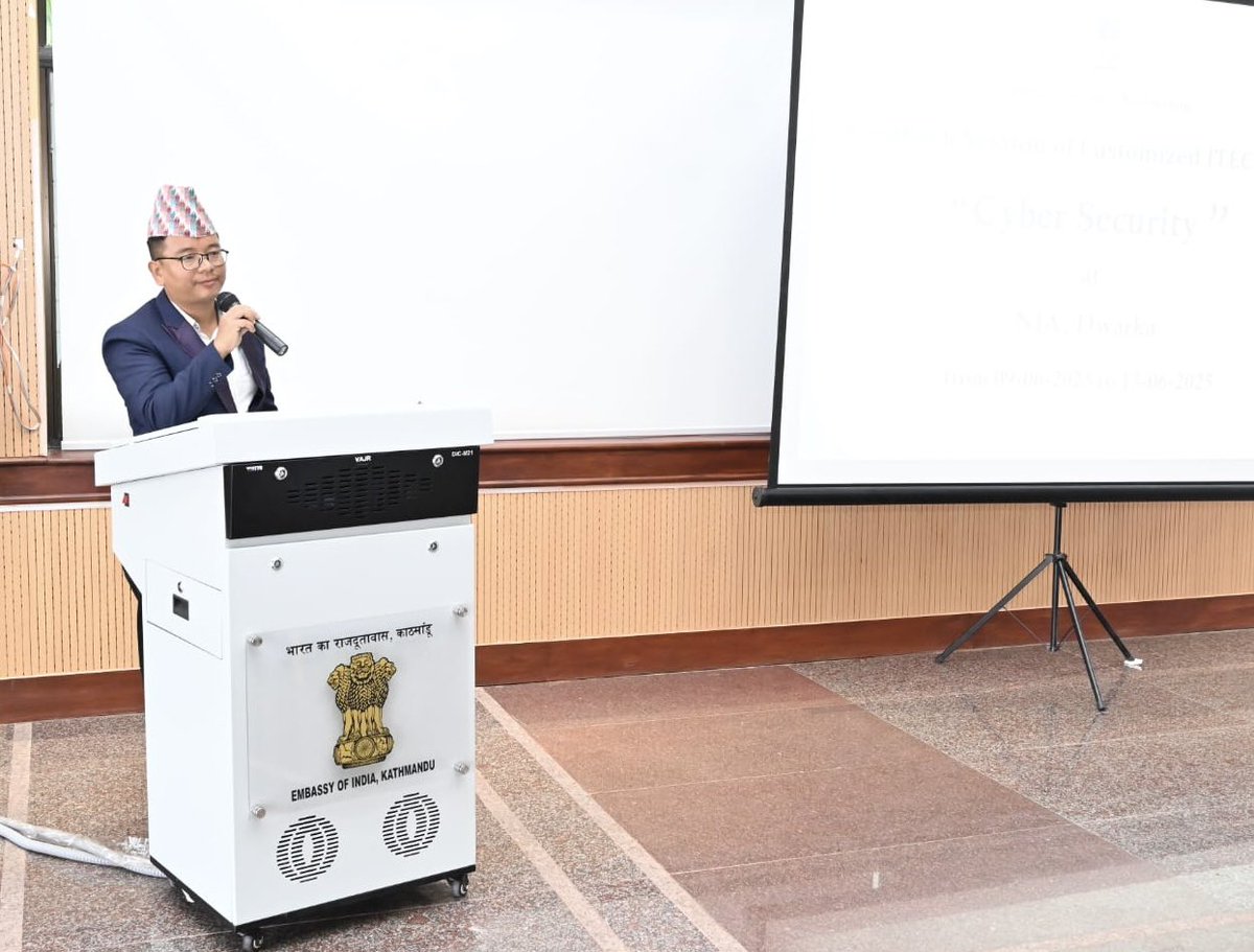 IndiaInNepal (@indiainnepal) on Twitter photo A Feedback & Interaction Session was held today by <a href="/IndiaInNepal/">IndiaInNepal</a> following the successful completion of the <a href="/ITECnetwork/">ITEC</a> Cyber Security course for officials from Nepal Police.
Participants shared their experiences, insights, and plans to implement the training within their A Feedback & Interaction Session was held today by <a href="/IndiaInNepal/">IndiaInNepal</a> following the successful completion of the <a href="/ITECnetwork/">ITEC</a> Cyber Security course for officials from Nepal Police.
Participants shared their experiences, insights, and plans to implement the training within their