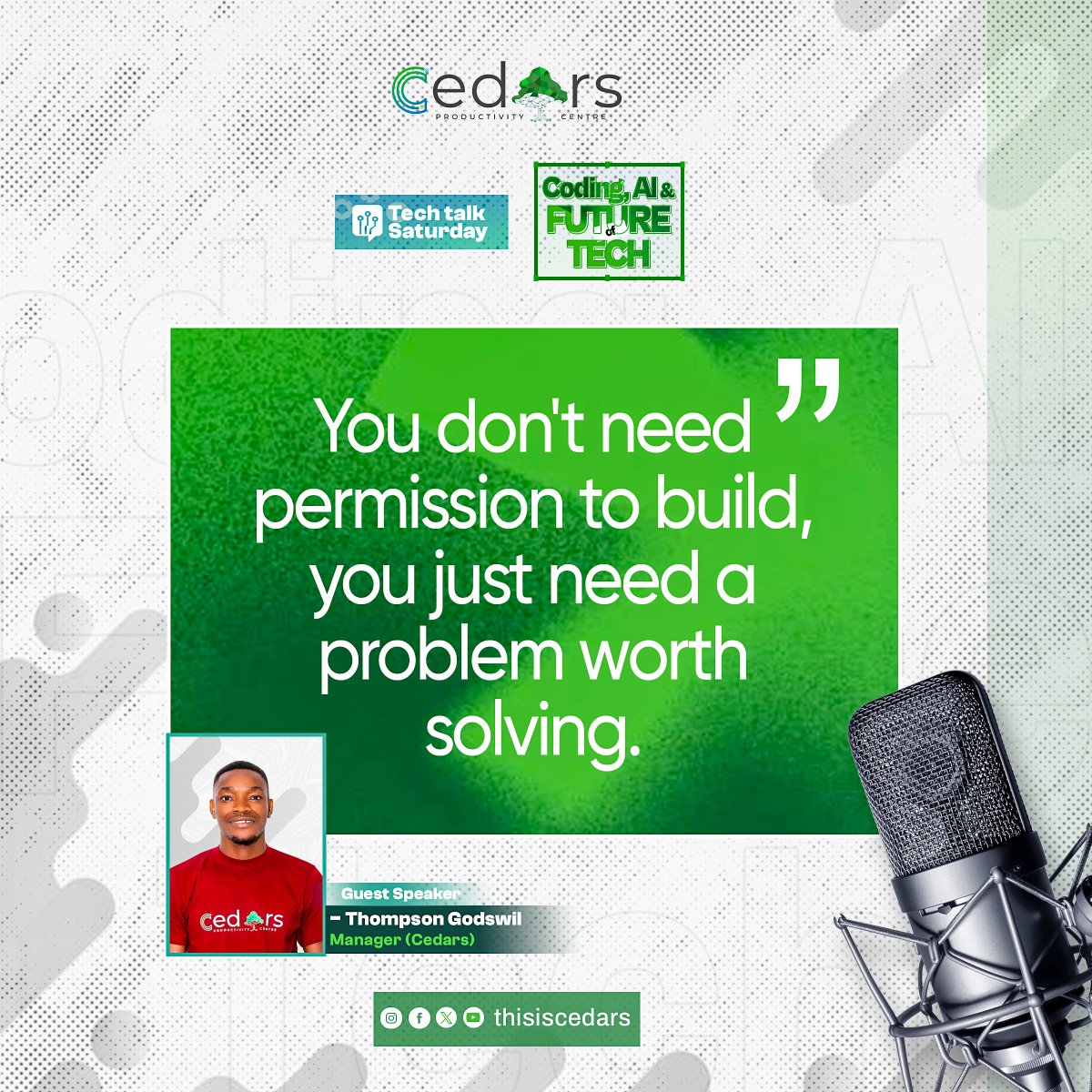 thisiscedars's tweet photo. Some serious gems were dropped at our Tech Talk on Saturday!
.....
Let's take this energy and build something amazing this week.
#TechTalkSat #CedarsTechTalk #CedarsImpact #Cedars #AI #CedarsProductivityCentre #FutureReady #VibecodingWorkshop #VibeCoding #ThisisCedars https://t.co/oYbdmaciPl