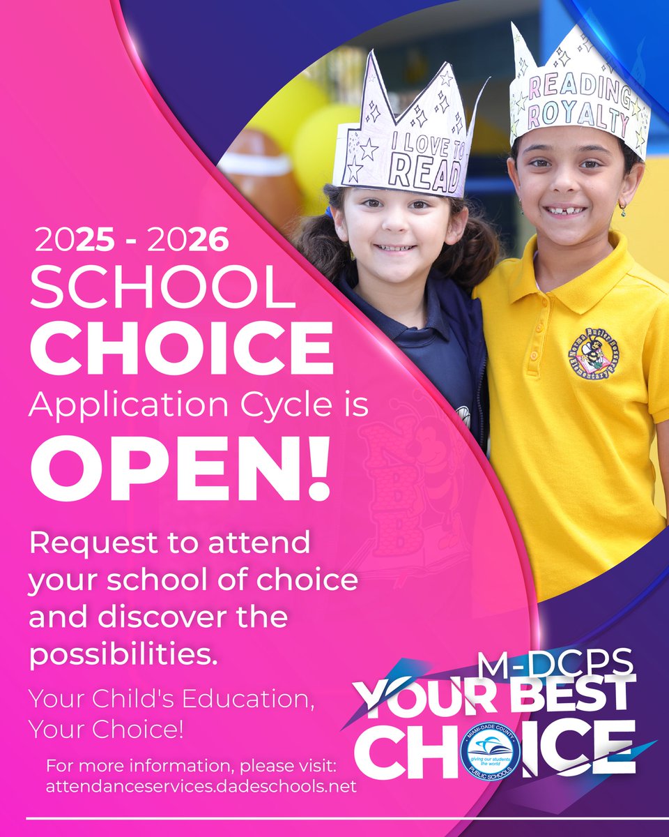 PerrineAcademy's tweet photo. Miami-Dade County Public Schools is a Choice District. We aim to ensure that all families are informed and can engage in the School Choice application process via the parent portal.
#YourBestChoiceMDCPS 
#PerrineisthePlaceforMe
@miamischools
@mdcpssouth
@miamimagnets
@suptdotres https://t.co/Y1jr5PHy4p
