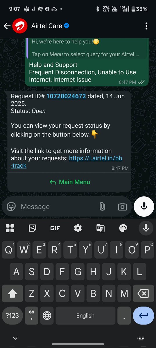 nightmare49's tweet photo. @airtelindia @Airtel_Presence I had confirmed in my society group everyone is facing the same issues. The issue has been open for the last 3 days. https://t.co/QLIQtaveFQ