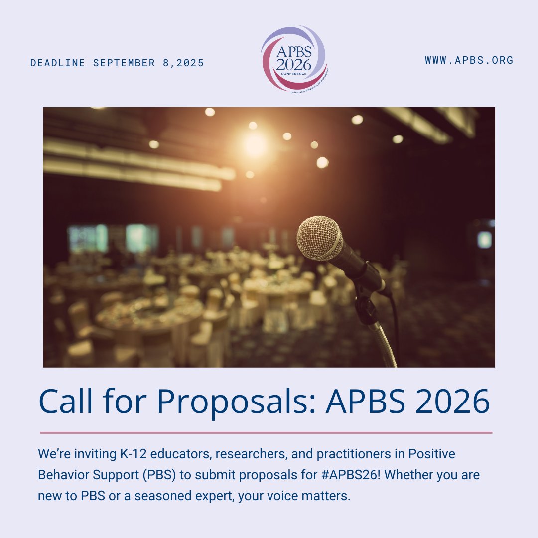 📣 Call for Proposals: #APBS2026
🗓 March 11–13, 2026 | 📍Minneapolis, MN
🌟 Theme: United in Impact
Share your PBS insights—from classrooms to communities!
🔗 Submit: bit.ly/3ZkNqzV
#PBIS #MTSS #EducationConference #EquityInEducation
