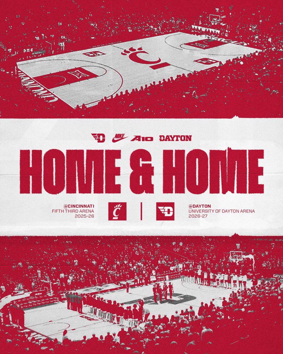 DaytonMBB's tweet photo. Dayton &amp; Cincinnati Announce Home-&amp;-Home Series ✈️🏀

For More Info: https://t.co/dpKTDaGrVk https://t.co/7cH97f0XyO