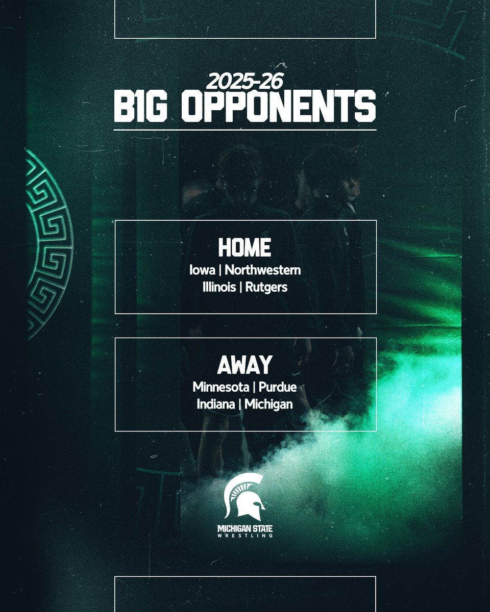 Unveiling our Big Ten opponents for 2025-26!

Iowa, Northwestern, Illinois and Rutgers will join us in Jenison Field House this upcoming season

#GoGreen | #OneFocus
