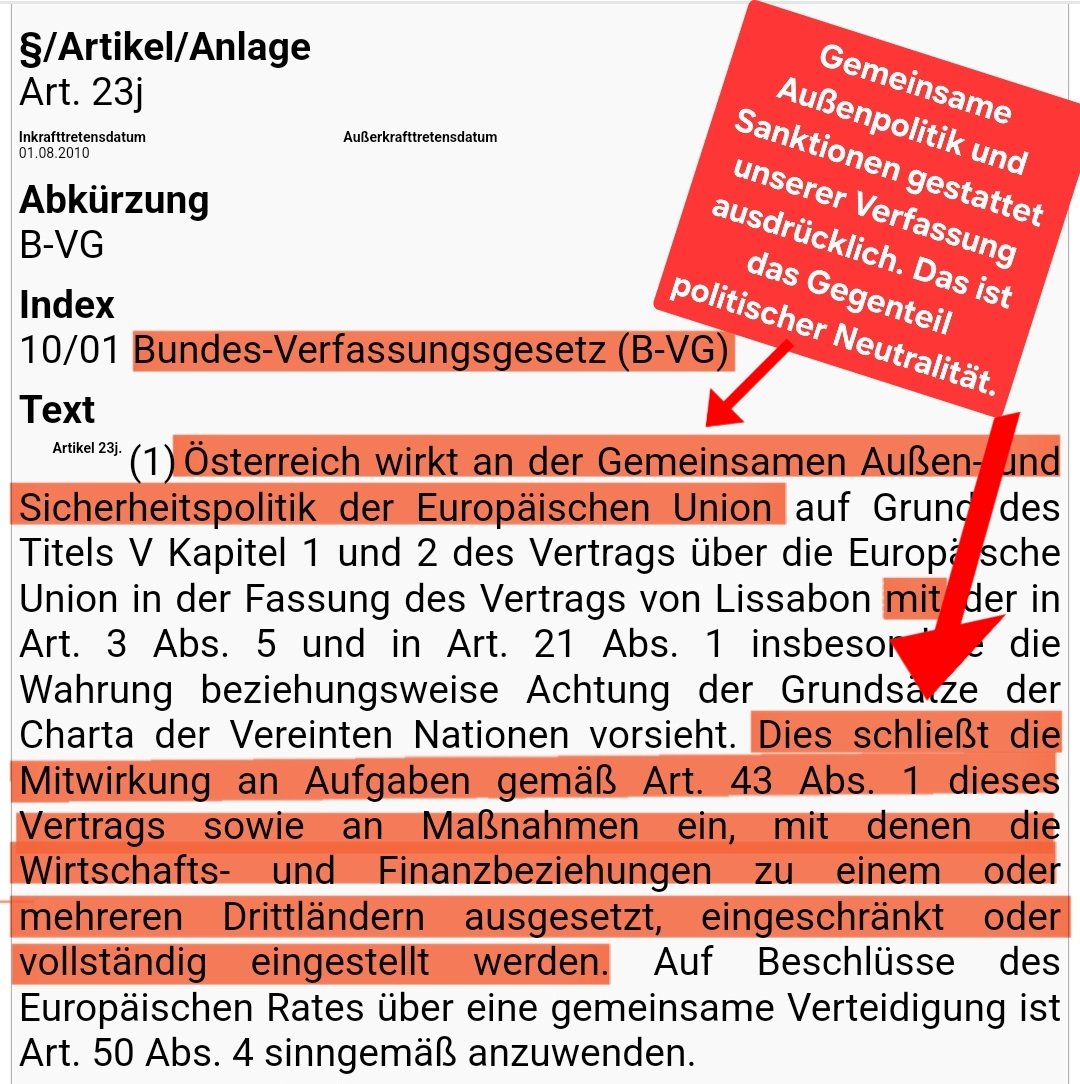 ⚡️FAKTEN ZUR NEUTRALITÄT ⚡️

Aus gegebenn Anlass - weil hier einige Trolle anlässlich des Besuches des Präsidenten der #Ukraine in #Wien wieder toben, dass das ein Staatsbesuch von #Selenskyj ein "Bruch unserer Neutralität" sei. Ich halte diesen faktenwidrigen Unsinn wirklich