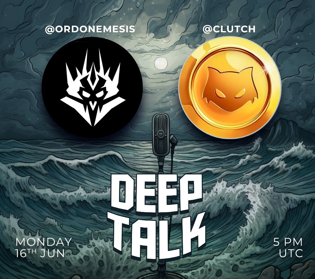 Ordo Nemesis (@ordonemesis) on Twitter photo 🎙️ DeepTalk EP.110 🎙️
Featuring <a href="/clutch/">Clutch | Casino, Sports & Trading</a> - Casino, Sports & Trading
Tonight, 5PM UTC.
↓ 🎙️ DeepTalk EP.110 🎙️
Featuring <a href="/clutch/">Clutch | Casino, Sports & Trading</a> - Casino, Sports & Trading
Tonight, 5PM UTC.
↓