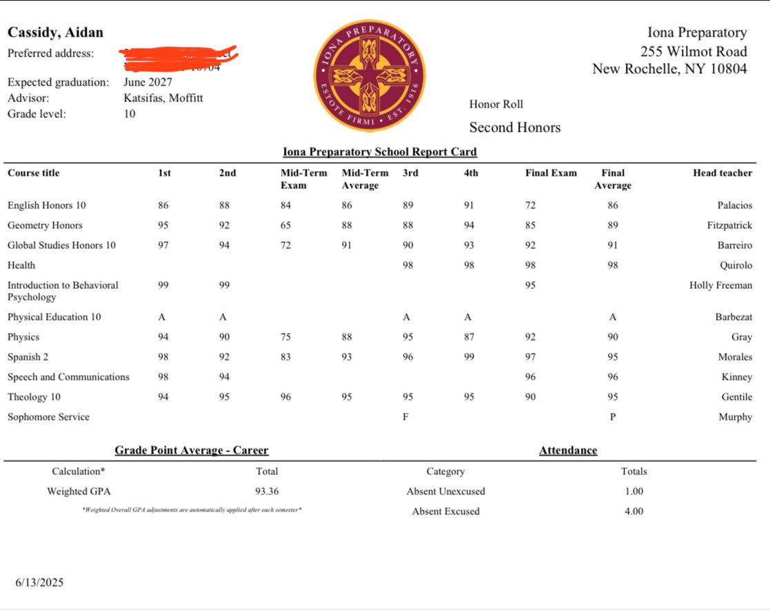 Aidan Cassidy (@aidan_cassidy4) on Twitter photo Finished the Second Semester strong!
93 avg Honors Classes
Continuing to work hard and excited for the
upcoming Season!
<a href="/Joespags12/">Coach Joe Spagnolo</a> <a href="/ionafootball/">Iona Prep Football</a> <a href="/CoachMoffitt/">Michael Moffitt</a> Finished the Second Semester strong!
93 avg Honors Classes
Continuing to work hard and excited for the
upcoming Season!
<a href="/Joespags12/">Coach Joe Spagnolo</a> <a href="/ionafootball/">Iona Prep Football</a> <a href="/CoachMoffitt/">Michael Moffitt</a>